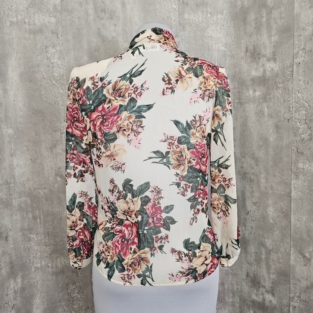 Vintage 90s Nilani Floral Sheer Blouse Romantic Cottagecore Korea Womens M - Picture 7 of 9